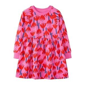 Hanna Andersson French Terry Sunset Tulip Print Knit Spring Dress 130cm 8